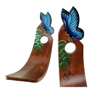 Two Butterfly Wine Bottle Holder Handmade Wood Balancing Costa Rica Hostess Gift